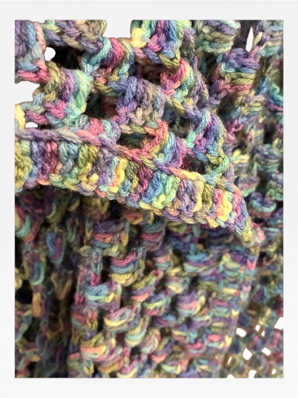 Crocheted box stitch multi tone heathered blanket/throw, Contrast edge. 6’x6’